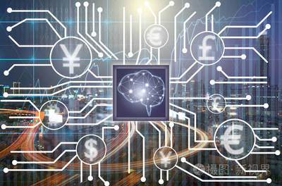 Fintech 連接和人工智能的大腦技術(shù)在交易圖上的城市背景。顯示 cryptocurrency 或數(shù)字貨幣, Fintech